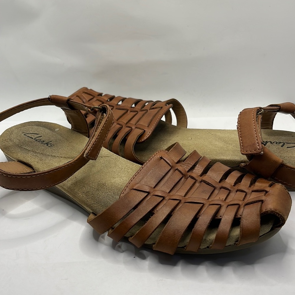 Clarks Jana huaraches brown woven boho sandals summer festival wedge retro